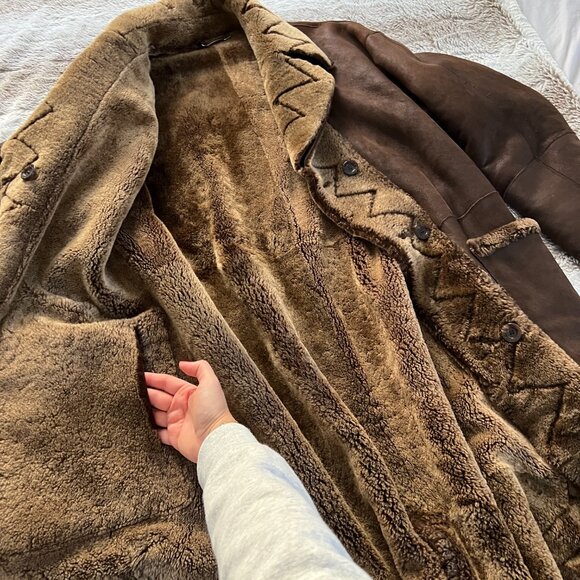 € 2300 Authentic SINCLAIR 100% Shearling Fur Montone Coat ITALY Size 42 - Picture 11 of 16